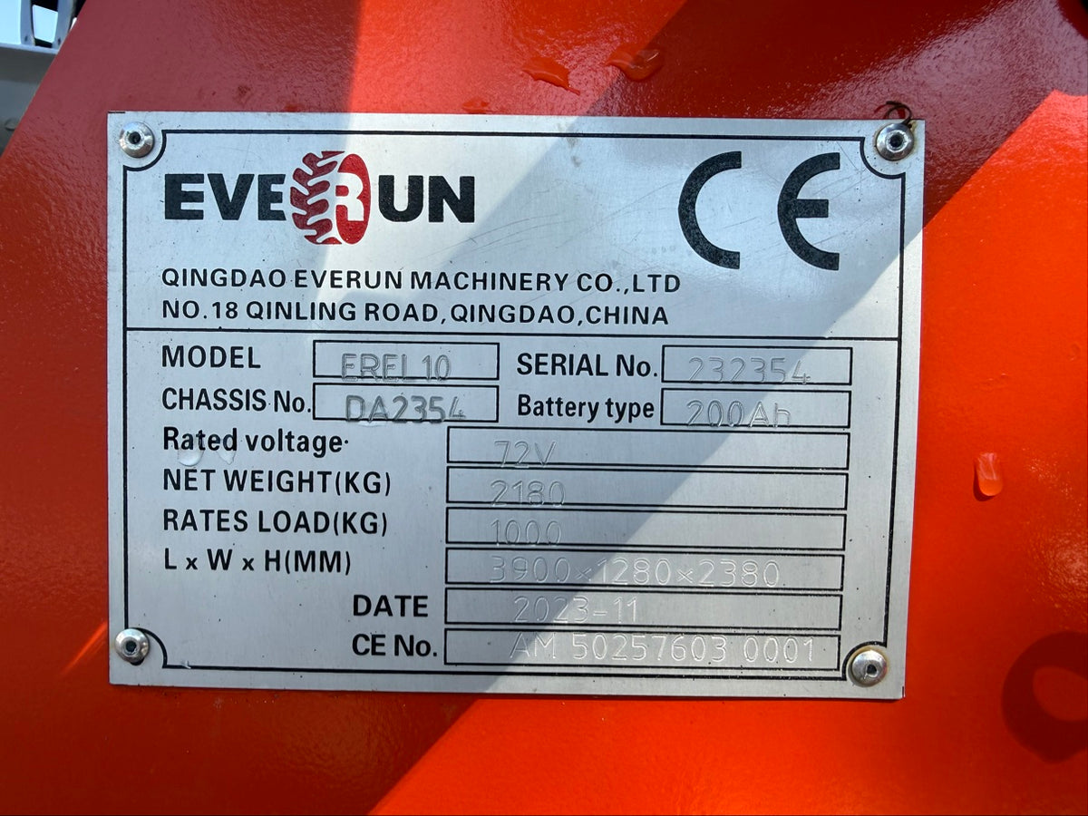 Everun EREL10 Electric Wheel Loader - 1-Ton Front Loader - 72V LiPo - Brand New