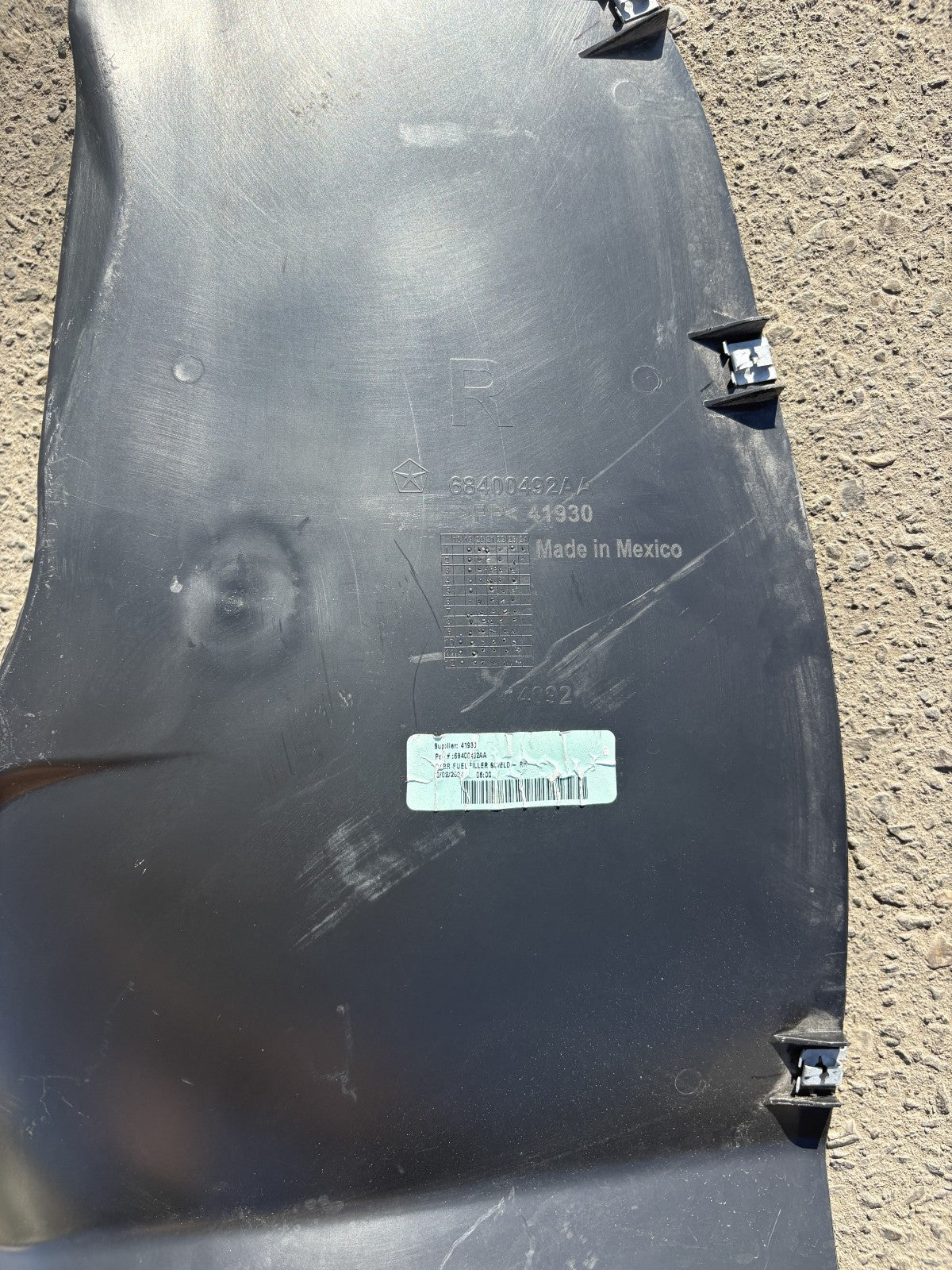 2019-2024 Dodge Ram 2500 3500 OEM Rear Right Splash Shield 68400492AA