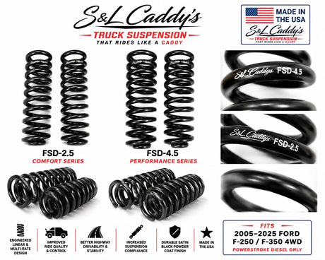 S&L Caddy’s FSD-4.5 Front Coil Springs 05-25 Ford F250 F350 Powerstroke 4WD