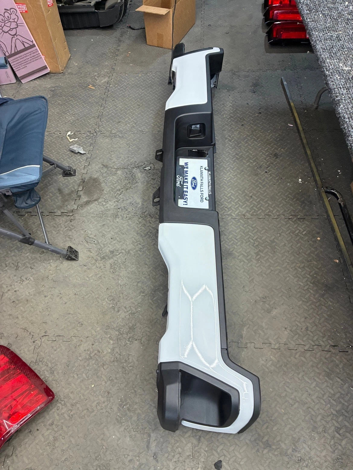 2023-2026 Ford F250 F350 Super Duty Rear Bumper Oxford White No Sensor Holes